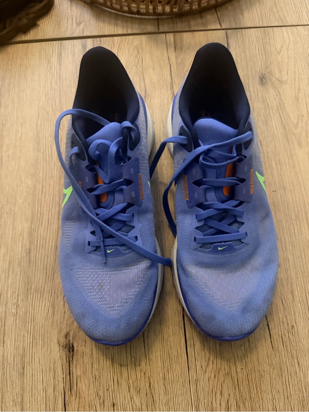 Nike Blue Athletic Running Shoes with Lime Accent